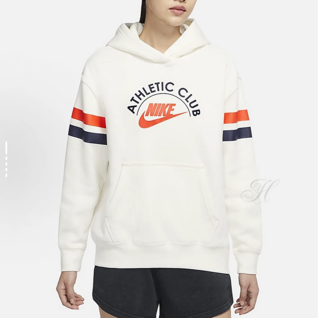 Nike Sportswear 字母Logo印花起绒加绒连帽卫衣 白色DQ9147-133
