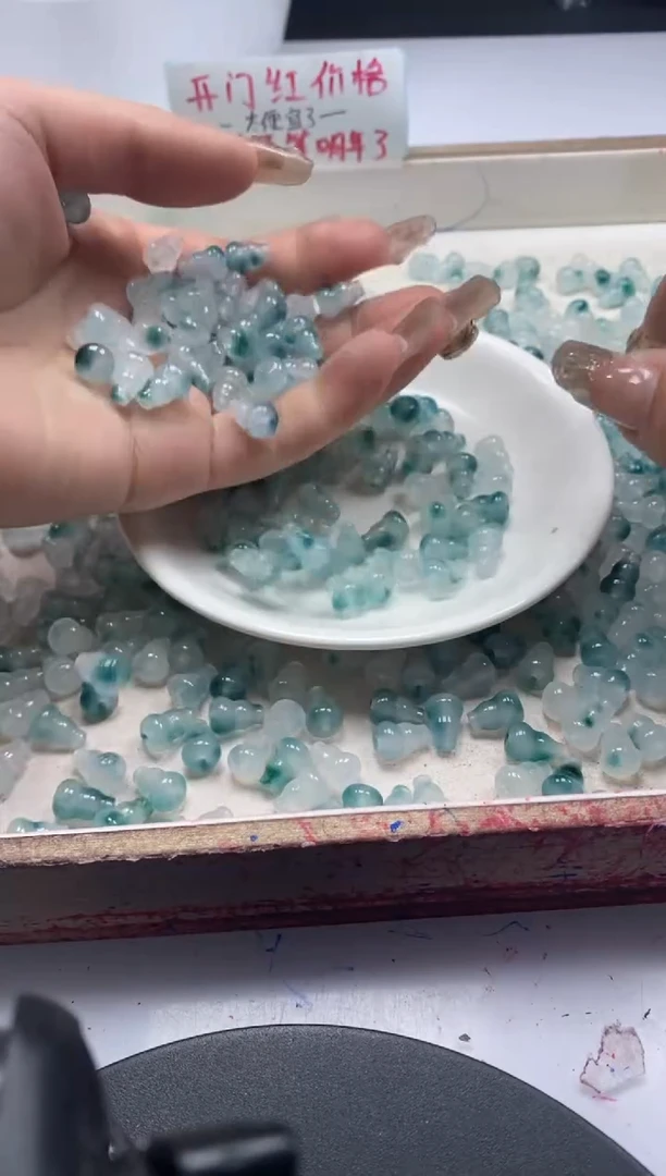 【闪购商品】玛瑙/玉髓颈饰未镶嵌w2168蓝水飘花葫芦11*7mm*10