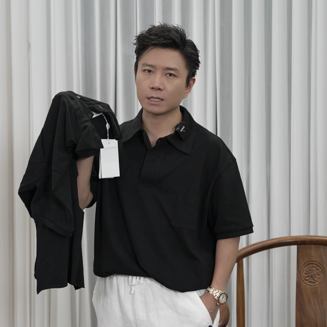 SEASONMARK新款黑色POLO衫短袖时尚休闲舒适百搭男女同款短袖