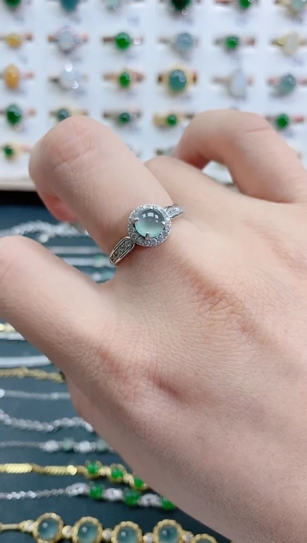 银S925镶嵌戒指翡翠天然翡翠