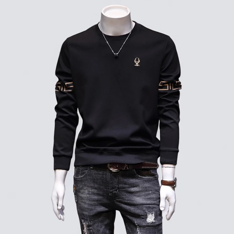 男士卫衣男款烫金美式潮牌秋季男装重磅质感长袖修身加绒韩版