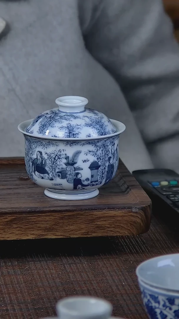 【闪购商品】折葵非器手工手绘竹林七贤炉式盖碗