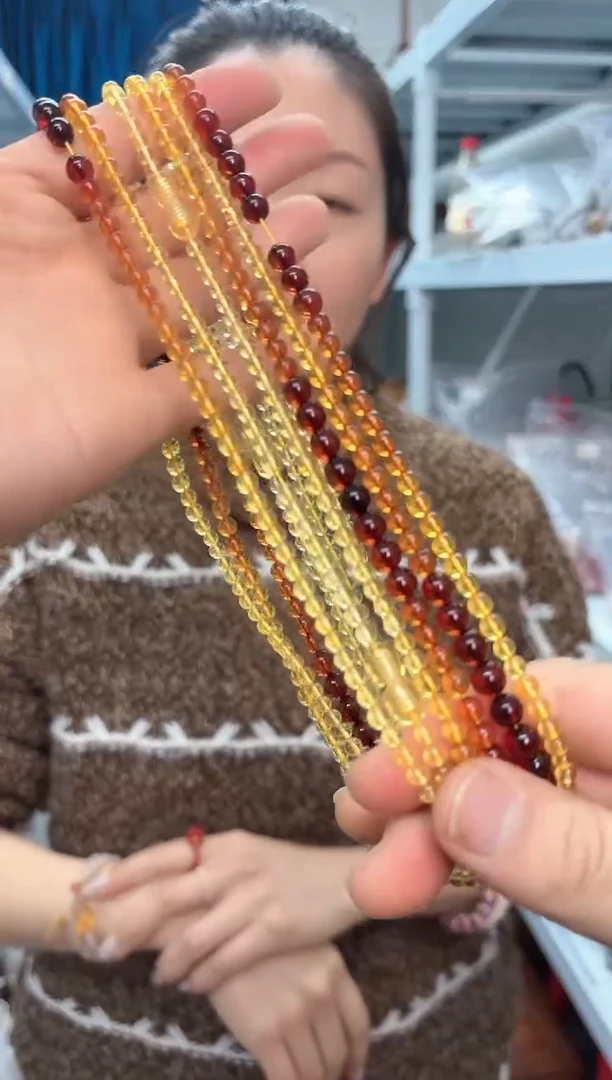 【闪购商品】琥珀颈饰未镶嵌渐变塔链一条