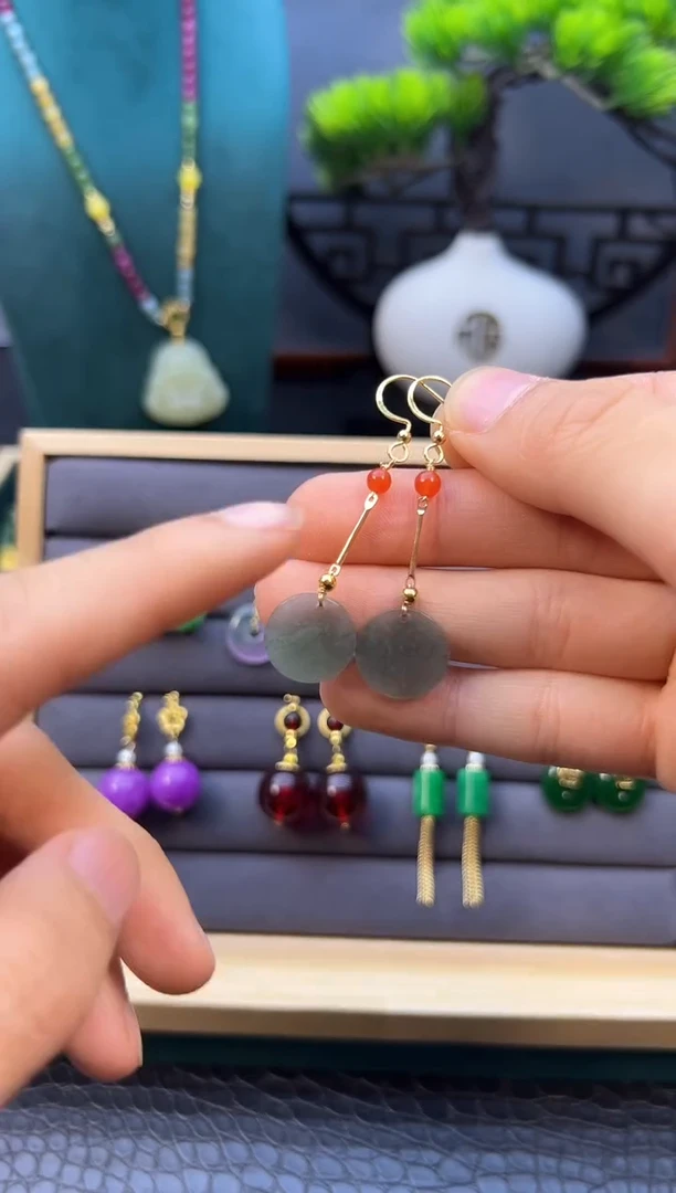 【闪购商品】翡翠耳饰14K金镶嵌E95