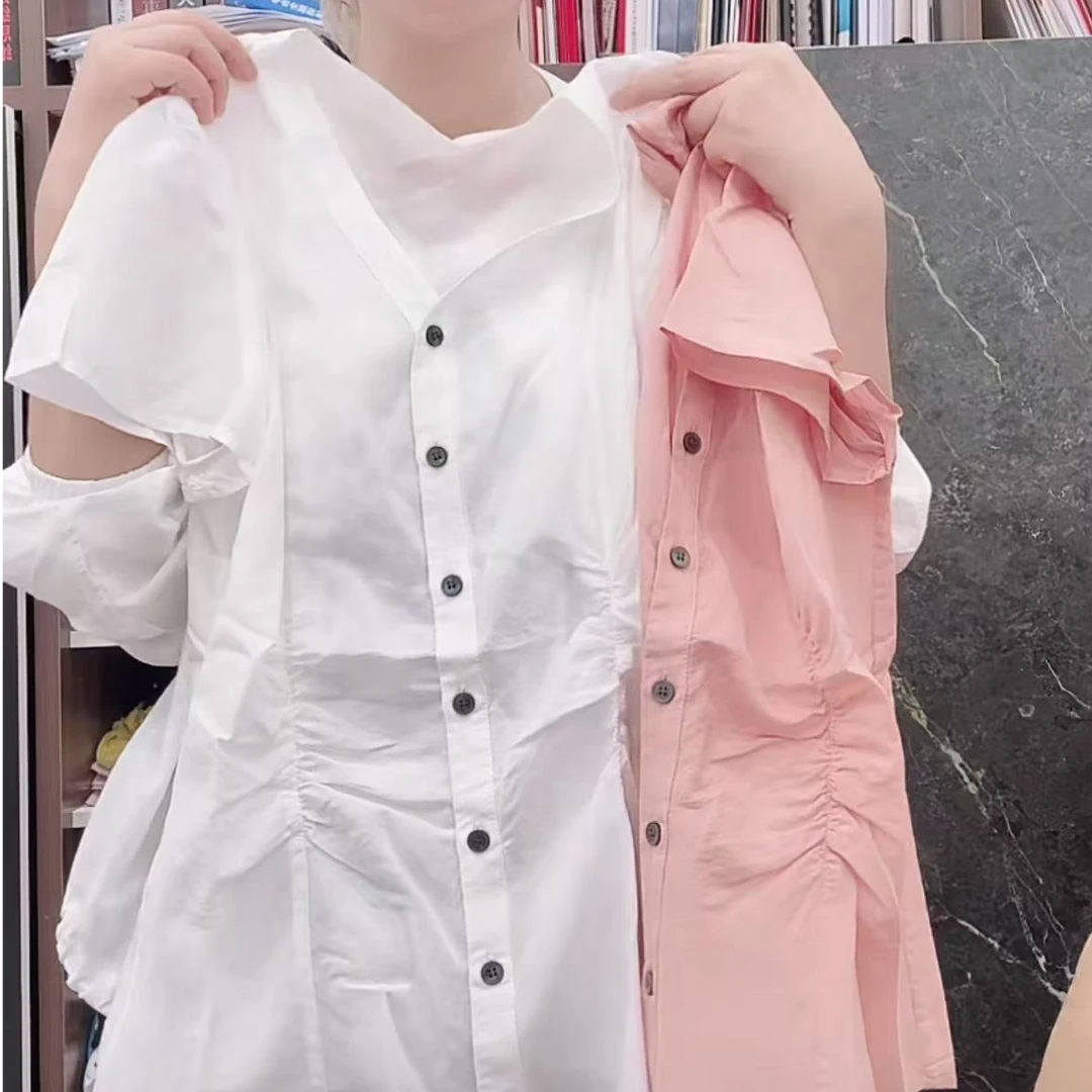 【原歌】YG甜美韩系V领短袖显瘦小衬衣YG860