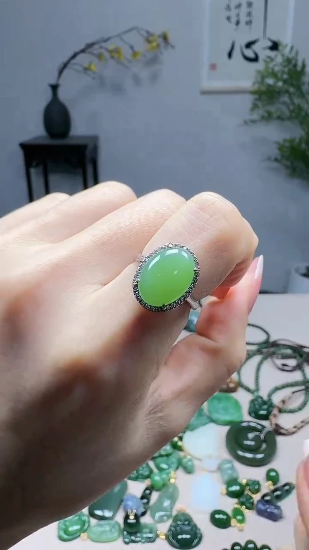 银S925镶嵌和田玉挂件1