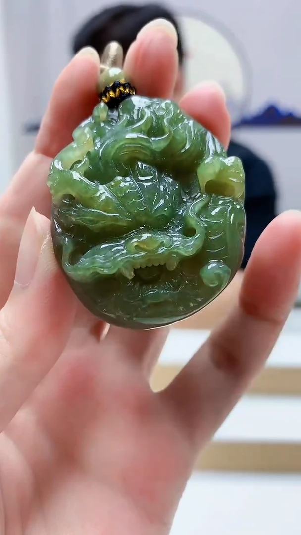 未镶嵌定制翡翠4917zm-毛货挂件20龙牌