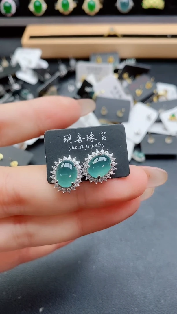 银S925镶嵌戒指翡翠1