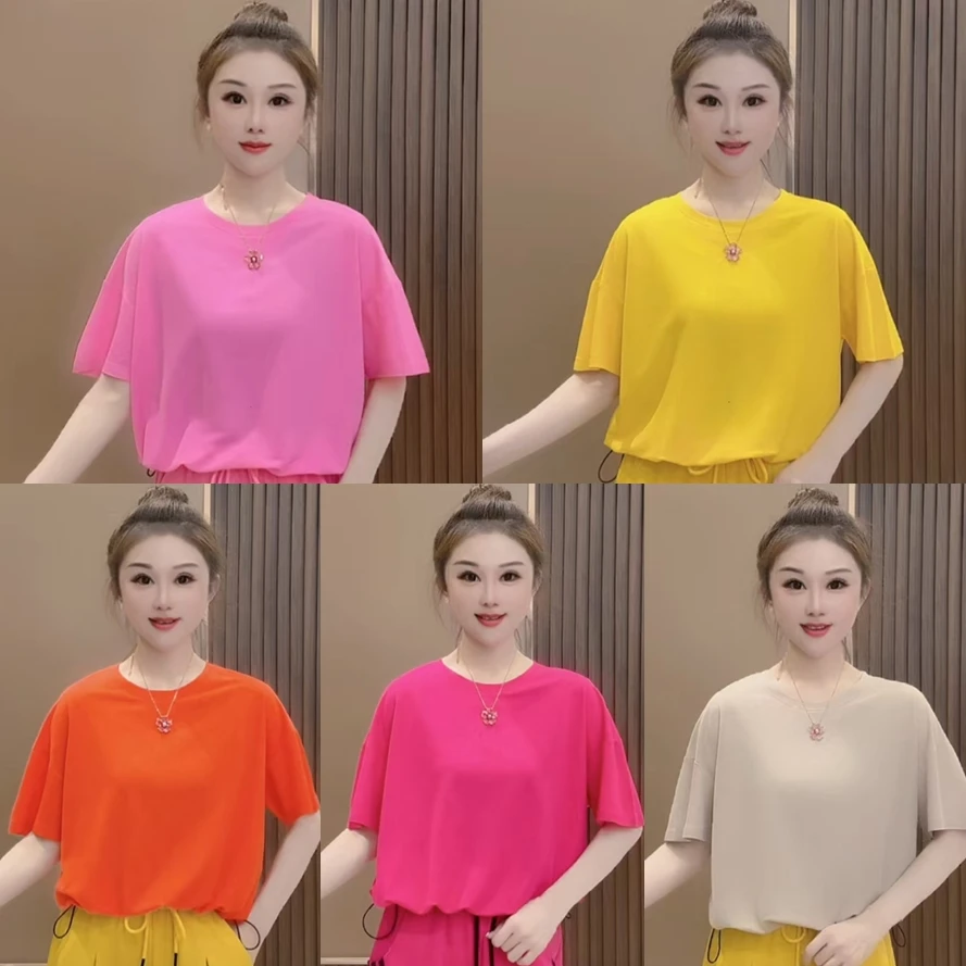 【希帆FA】短袖T 纯色抽绳 A.9069#简约百搭 亲肤柔软 遮肉显瘦