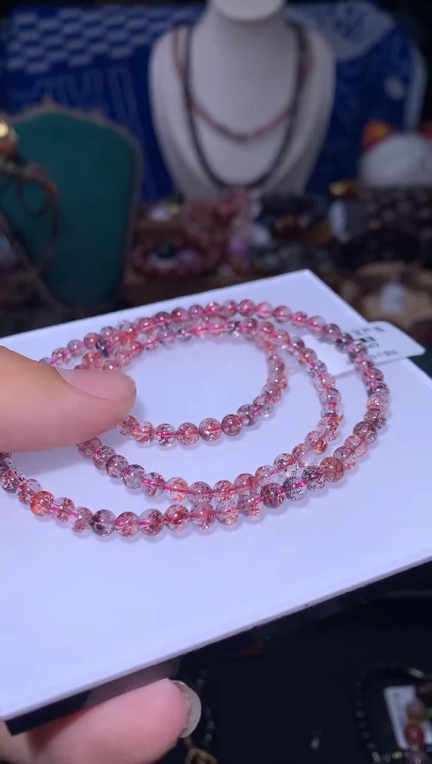 未镶嵌珠宝半成品水晶超七金草莓三圈