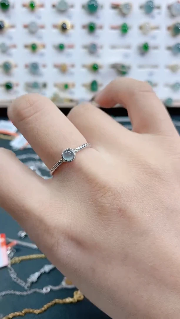 银S925镶嵌戒指翡翠天然翡翠