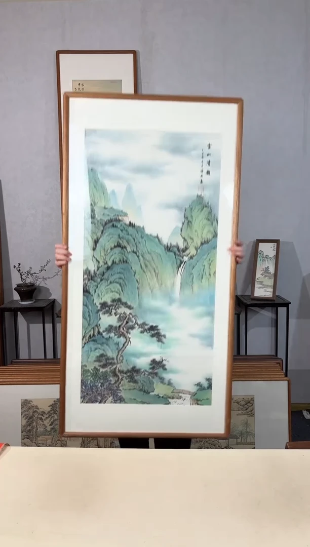 国画手绘*云山清韵*62*122cm带框发货