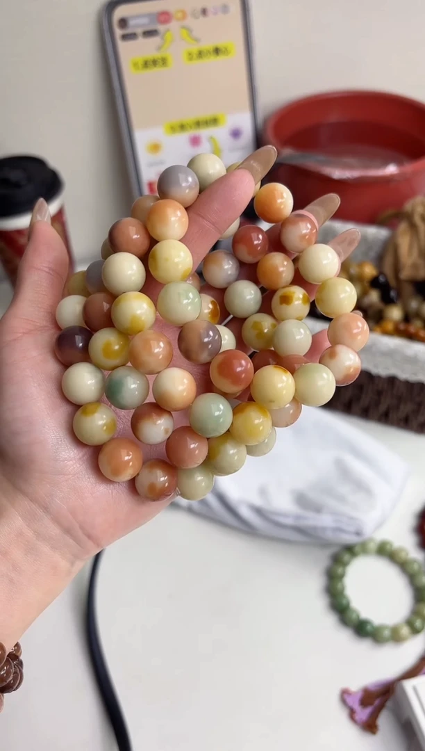手串菩提根/象牙果沐q30桂花甜糕圆珠14mm手串（现穿）
