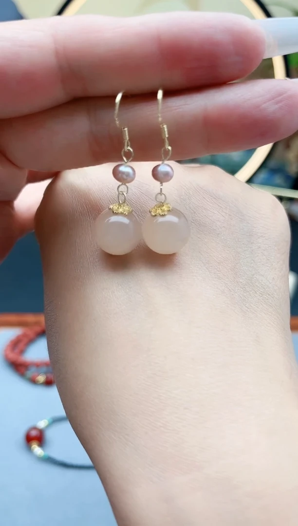 银S925镶嵌淡水珍珠耳饰660