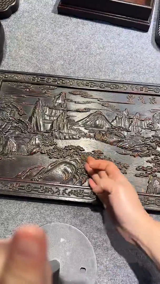 木紫檀拆件雕刻板以直播间实物为准微瑕老物件