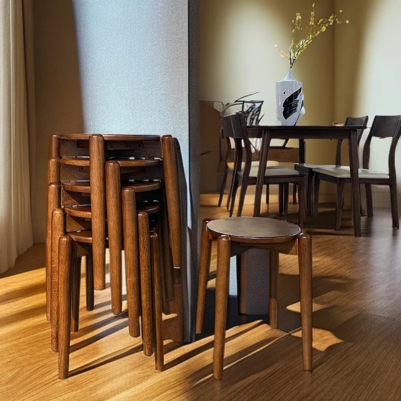 华日嘉屋橡胶木实木凳子茶几家用可叠放板凳功能房成套家具客厅