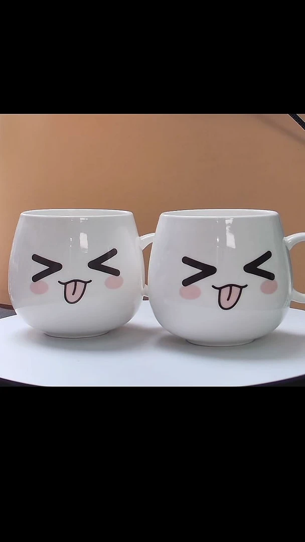 马克杯白瓷卡通马克杯 1对