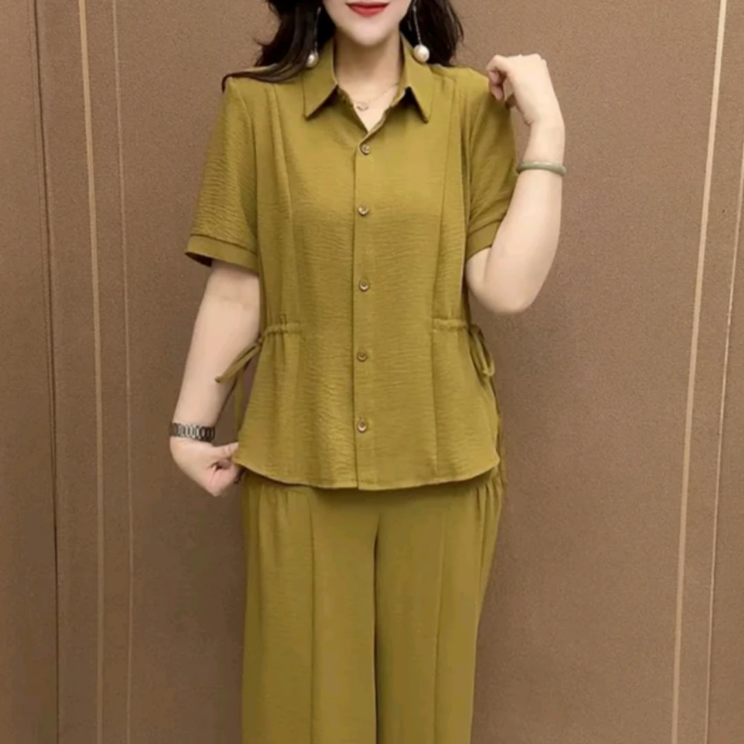 百搭减龄大码两件套夏款女装时尚套装2025新款宽松休闲中年妈妈装