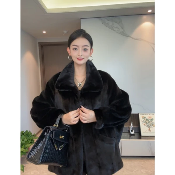 M进口水貂皮草外套翻领设计时尚百搭整貂75