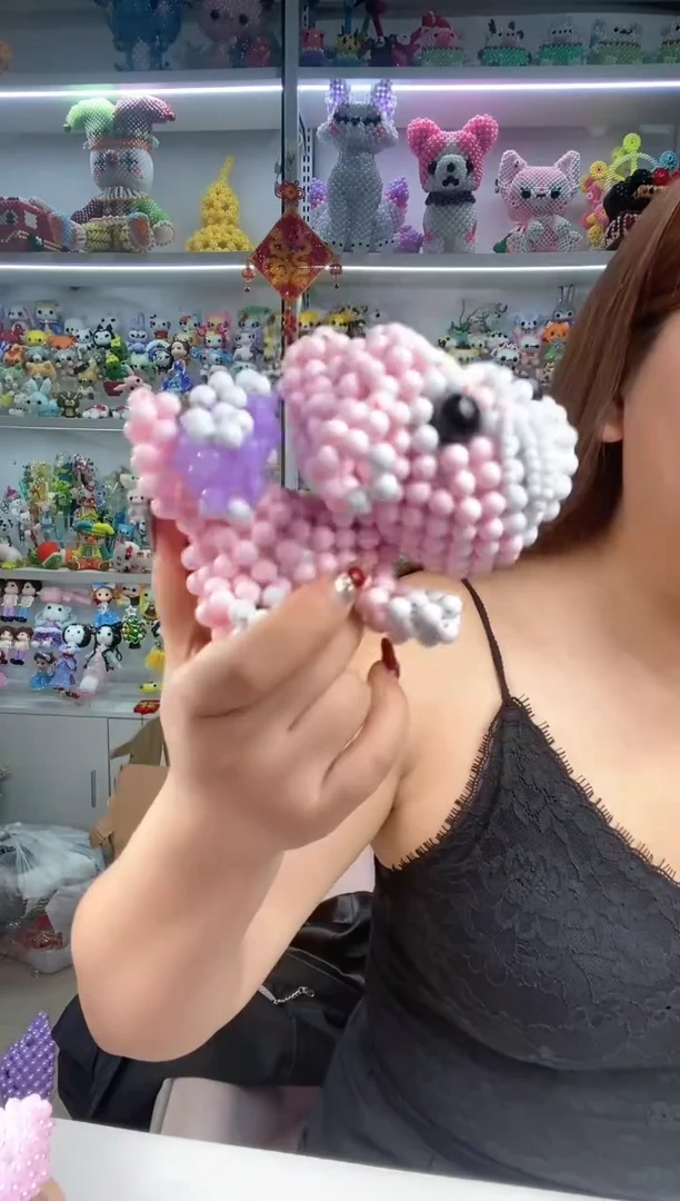 玻璃0745卡8糖果珠趴趴狗材料包1套粉色