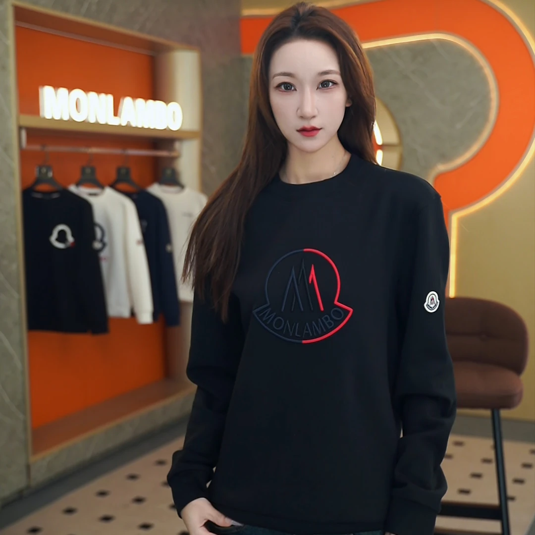 MONLAMBO新款3d刺绣立体男士新款时尚圆领潮流百搭亲肤透气卫衣