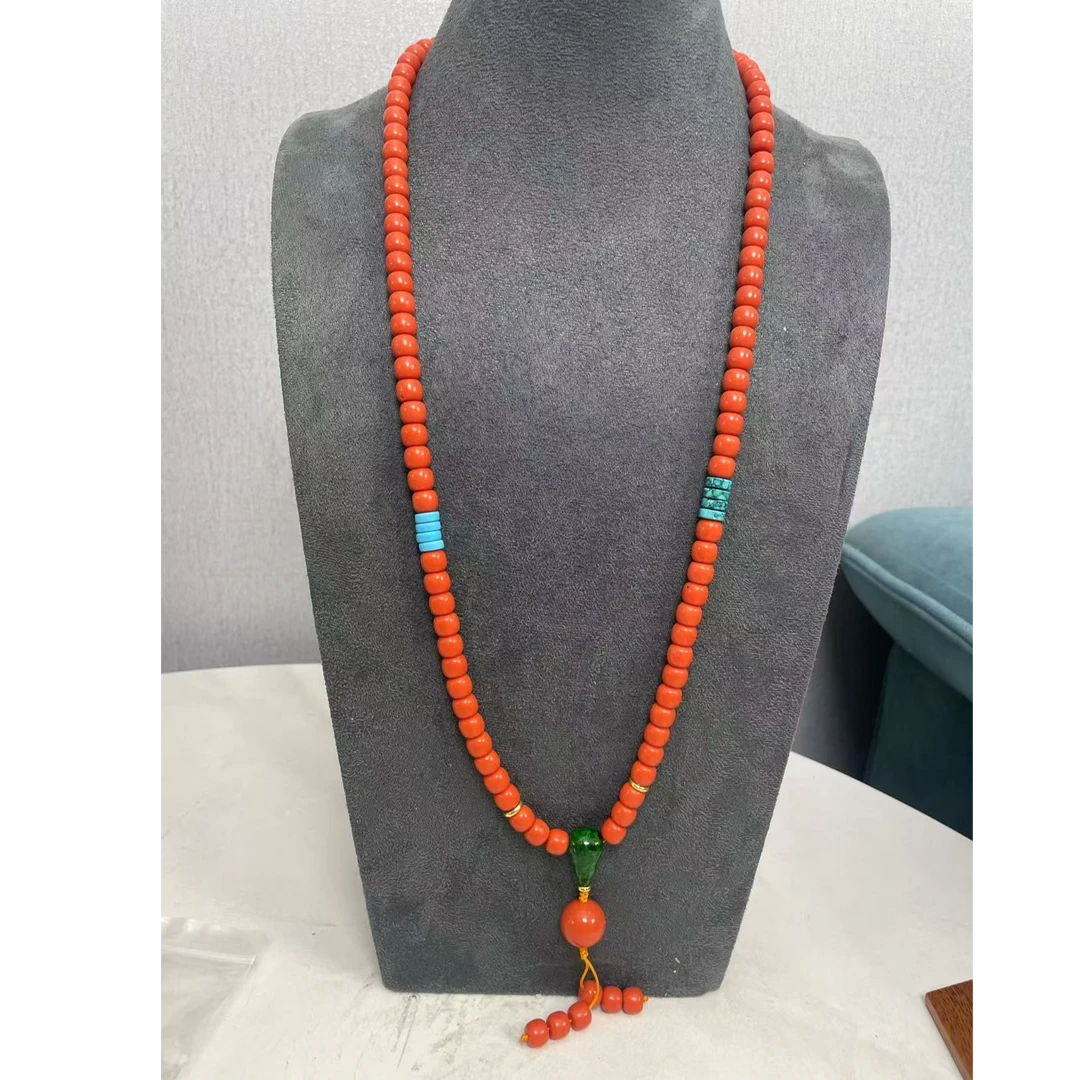 非金属珐琅项链 沫沫时尚百搭项链吊坠长链彩色配饰链子颈饰红色