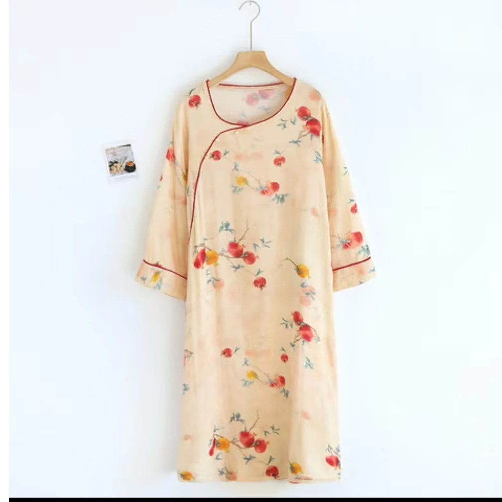 【长袖裙】睡衣女春夏甜美家居服清新竹纤维休闲睡衣山河黛蓝萱