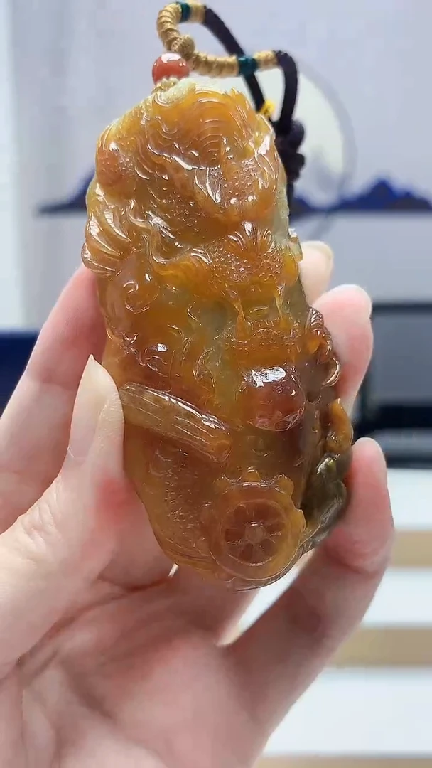 未镶嵌定制翡翠王*涛5060zm-毛货挂件龙牌45