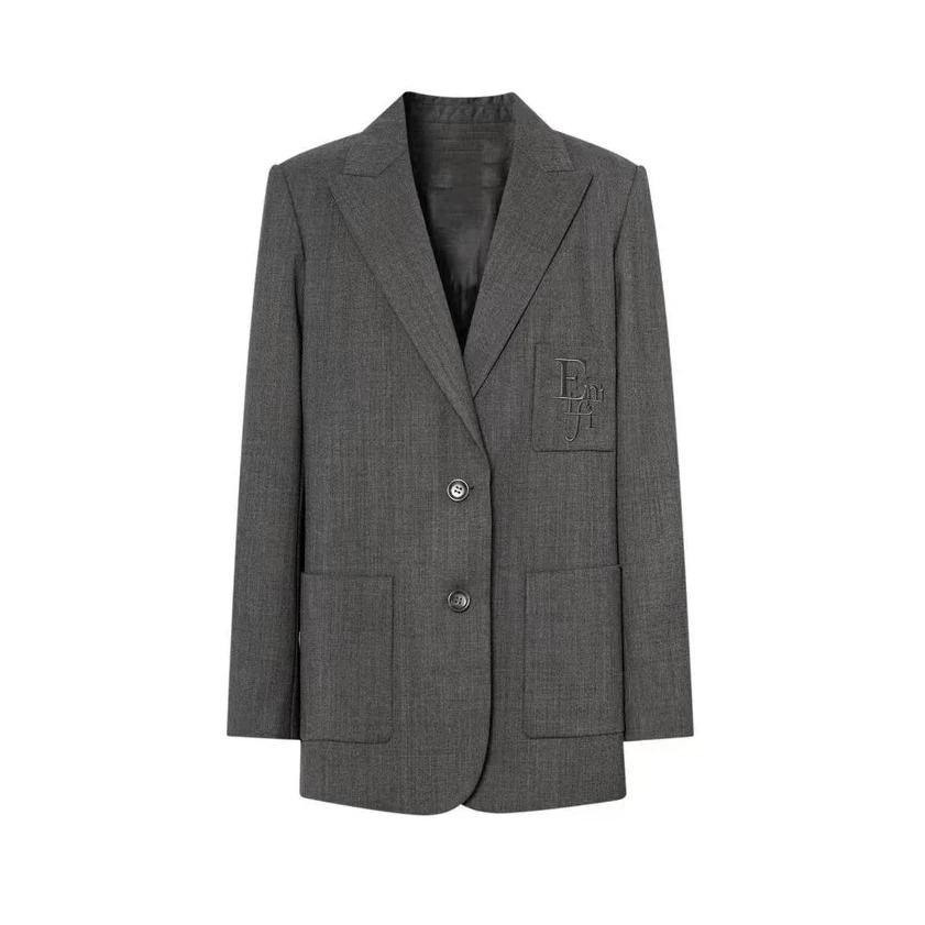 1376春季2025新款通勤风灰色正肩西装外套