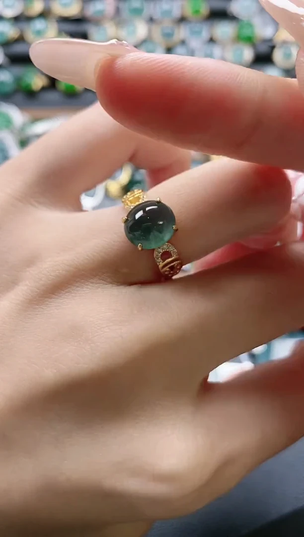 【闪购商品】翡翠戒指银S925镶嵌5151