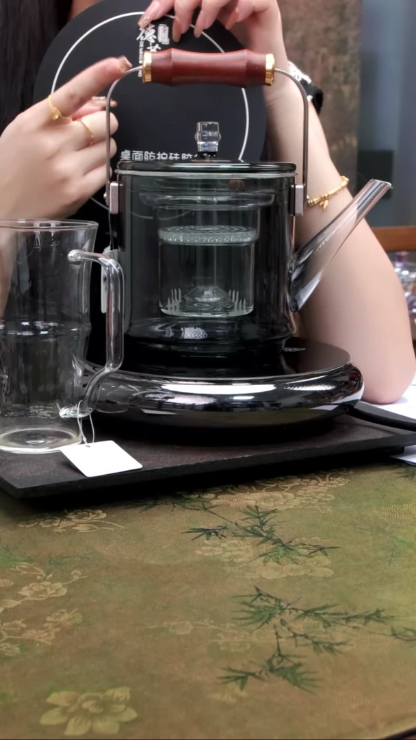 德茗堂鼓韵电陶炉1300w+君若壶 烟灰+君乐杯 透明