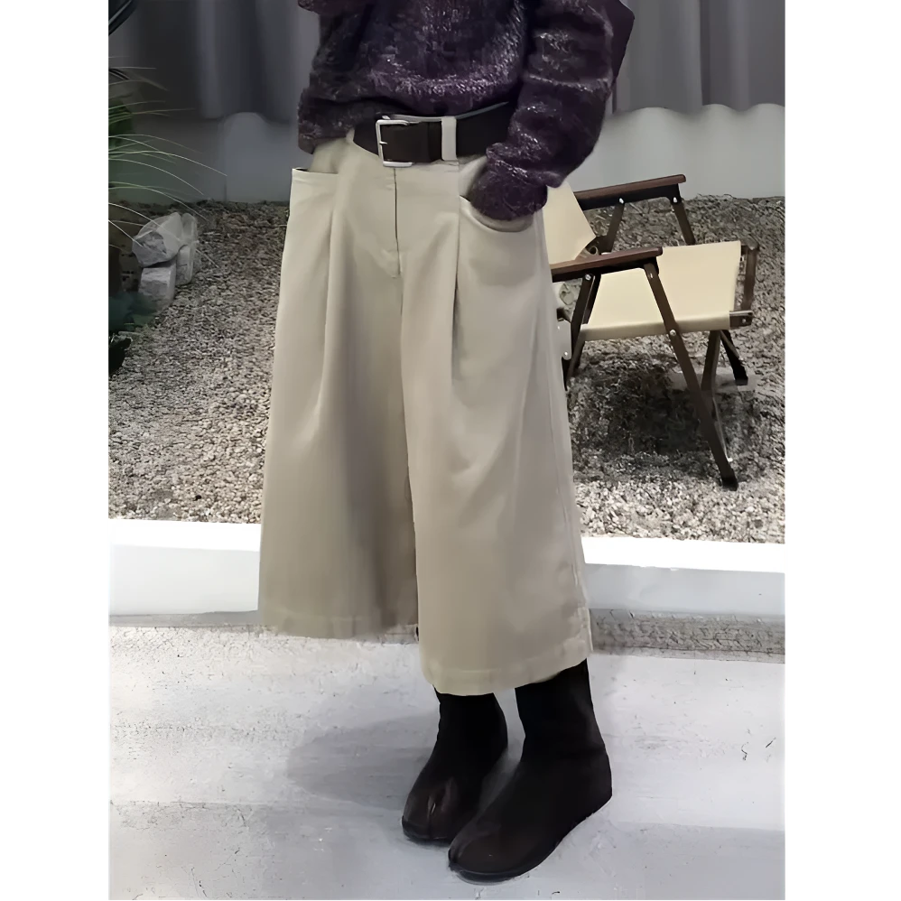 高腰灯芯绒阔腿七分裤女2025秋冬新款爆款休闲显瘦直筒工装裤子