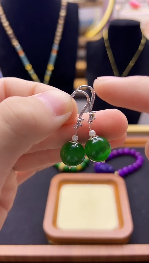 【闪购商品】碧玺猫眼耳饰银S925镶嵌E371