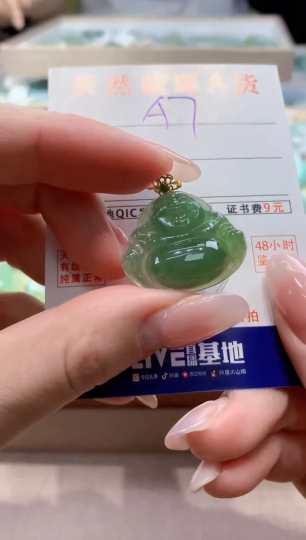 颈饰18K金镶嵌翡翠 天然缅甸a货翡翠