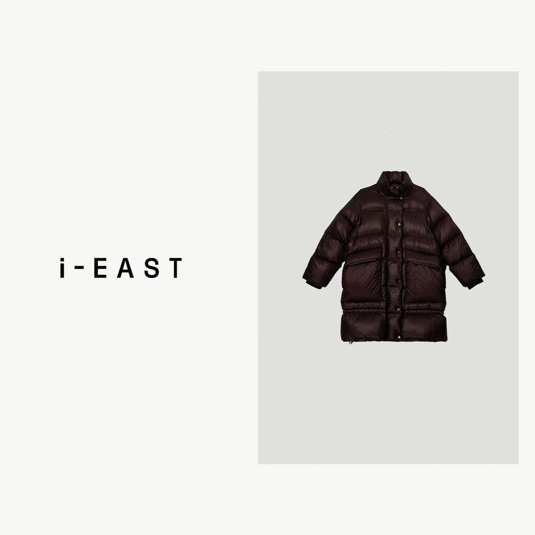 i-EAST 温哥华下雪季~大口袋极简中长款羽绒服外套-4D 24J166