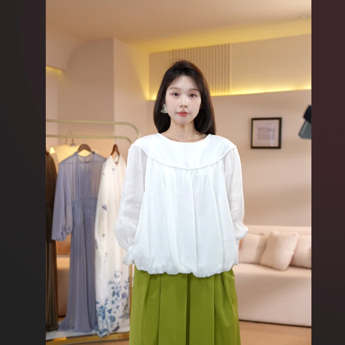 2025春夏100苎麻透气吸湿衬衫百搭设计感女装上衣DF1080179020