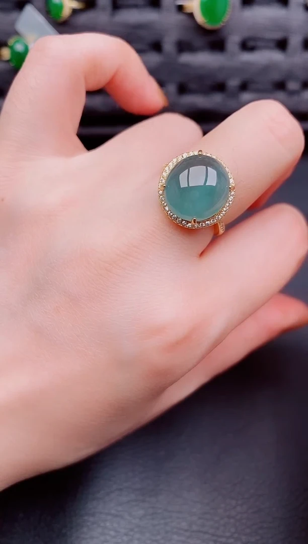 【闪购商品】翡翠戒指银S925镶嵌天然a货翡翠438