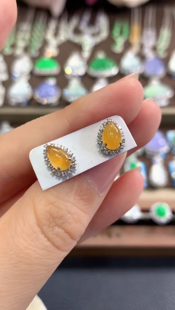 18K金镶嵌翡翠耳饰b59多样性一件发货