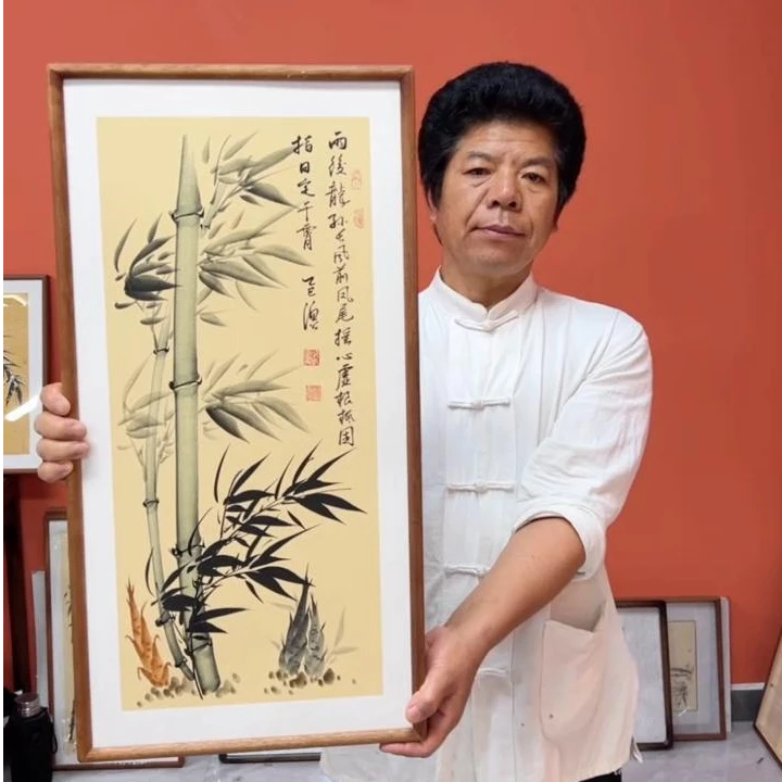 张富民作品/指日定干霄（乌檀木实木框）/古宣/36*69厘米左右