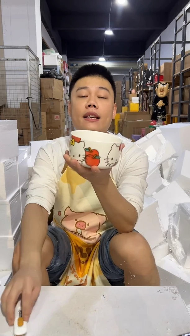 瓷片陶瓷碗白色kt猫碗