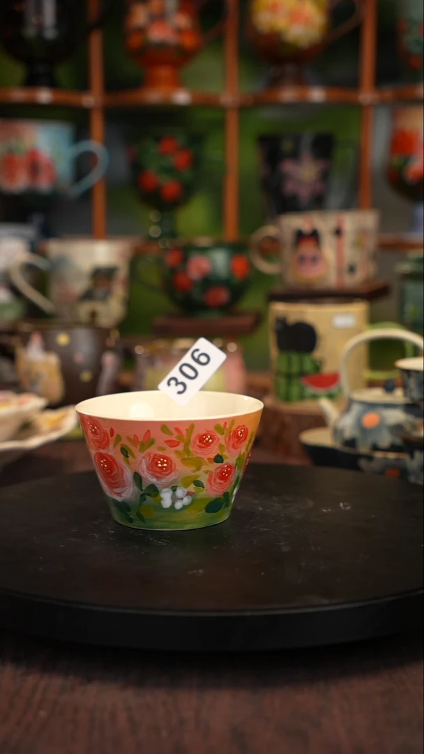 五彩手绘瓷陶杯子