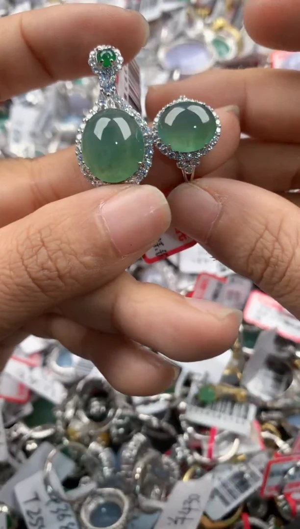 银S925镶嵌戒指翡翠333                8