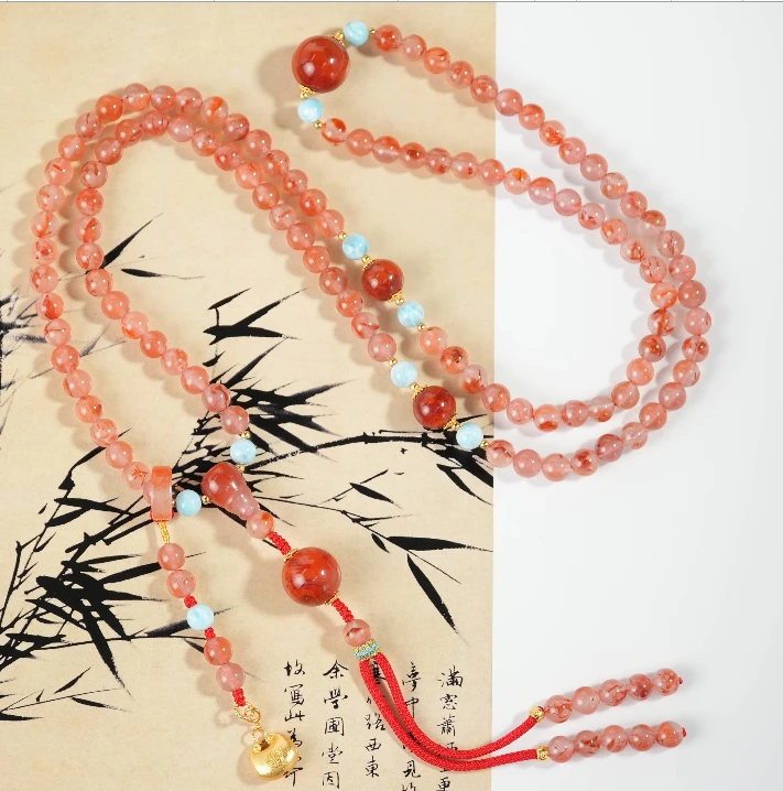【老掌柜讲珠宝】南红冰飘108项链 S052106
