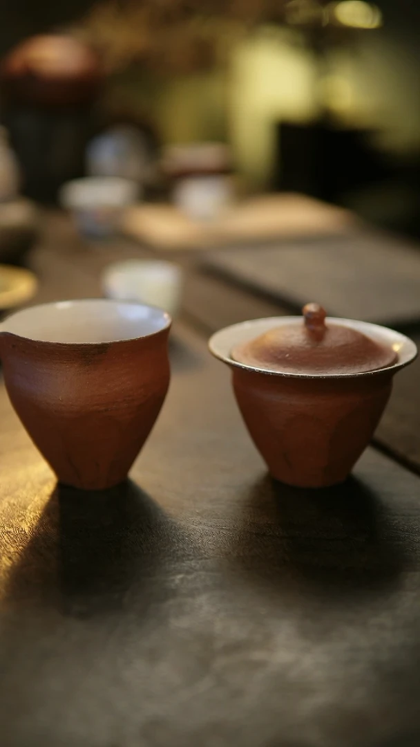 顺*阿眠  松风舍红色化妆土盖碗+公道杯