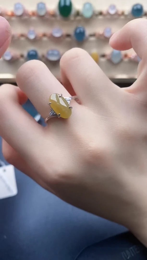 翡翠戒指银S925镶嵌一物一证一礼盒