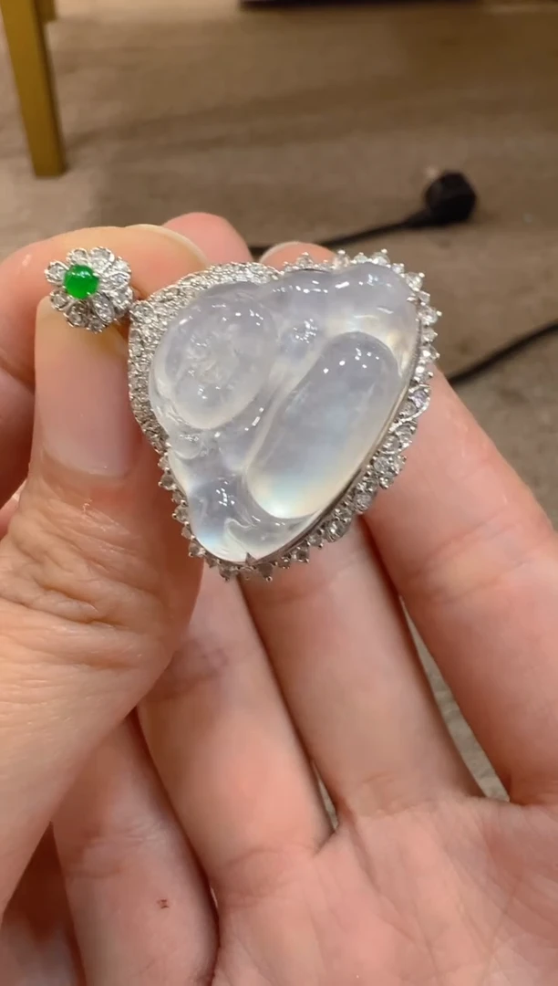 翡翠18K金镶嵌吊坠(不含链)❤****️