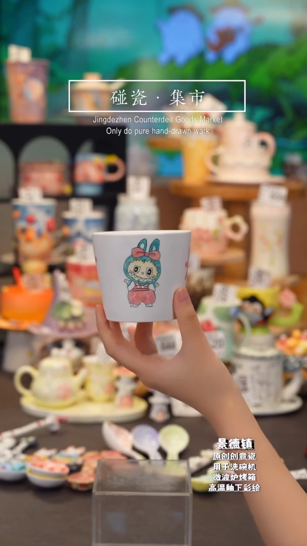 杯子569景德镇陶瓷手工手绘高温釉下彩