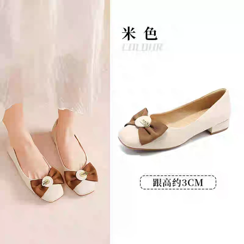 时装鞋女鞋2025秋季新款时尚优雅方跟低跟方头套脚甜美24Q3029