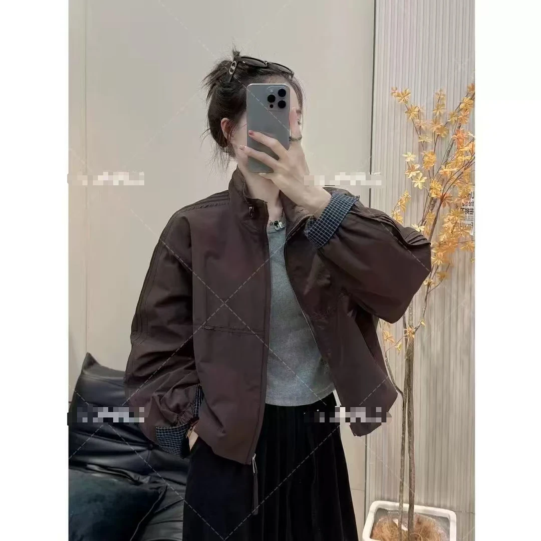 韩版立领短款外套女2025秋季新款时尚欧洲站宽松风衣休闲夹克上衣