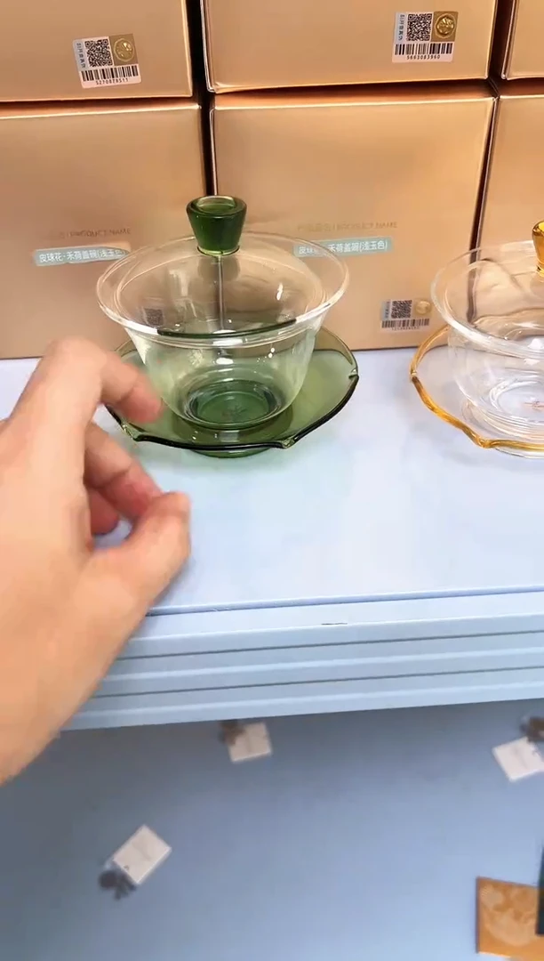 ?****?禾器荷叶盖碗湖绿色